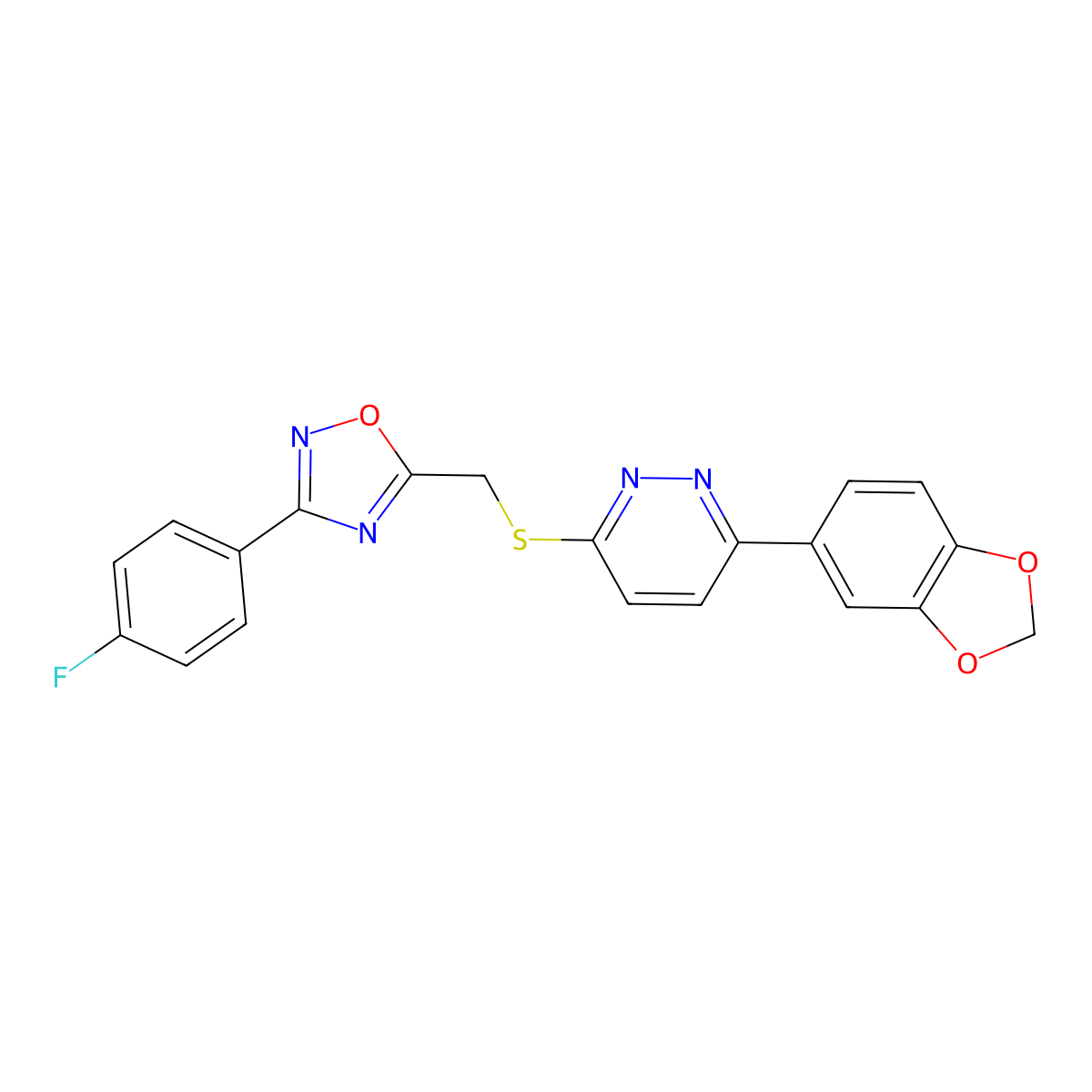 3-(1,3-Benzodioxol-5-yl)-6-({[3-(4-fluorophenyl)-1,2,4-oxadiazol-5-yl]methyl}thio)pyridazine molecular structure, CAS 1111260-37-7
