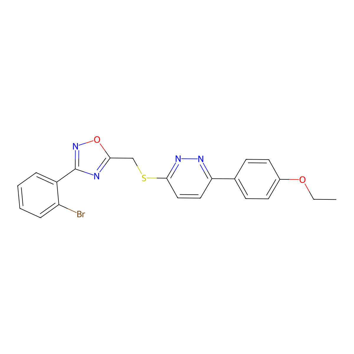 3-({[3-(2-Bromophenyl)-1,2,4-oxadiazol-5-yl]methyl}thio)-6-(4-ethoxyphenyl)pyridazine molecular structure, CAS 1111260-45-7