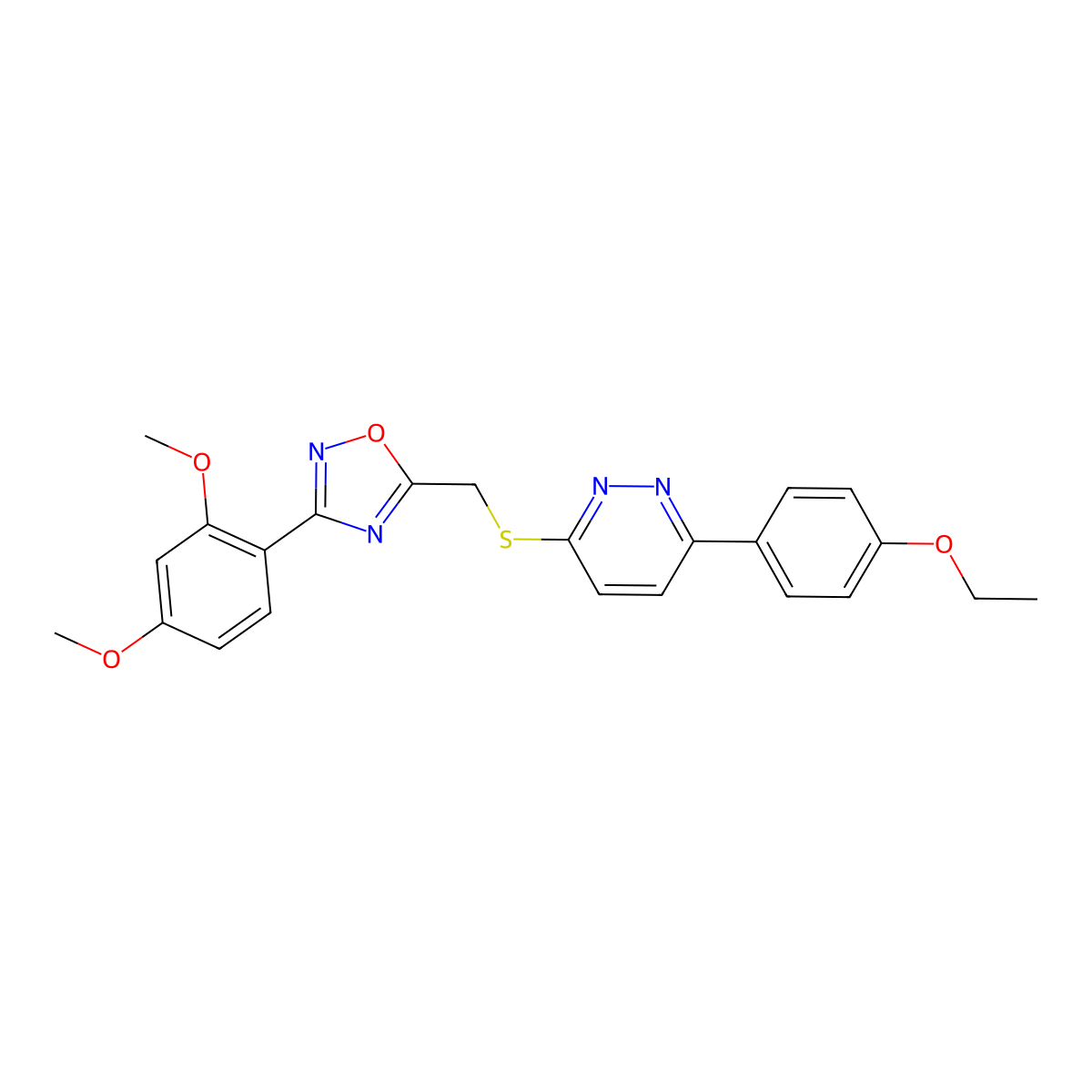 3-(2,4-Dimethoxyphenyl)-5-(((6-(4-ethoxyphenyl)pyridazin-3-yl)thio)methyl)-1,2,4-oxadiazole molecular structure, CAS 1111260-46-8