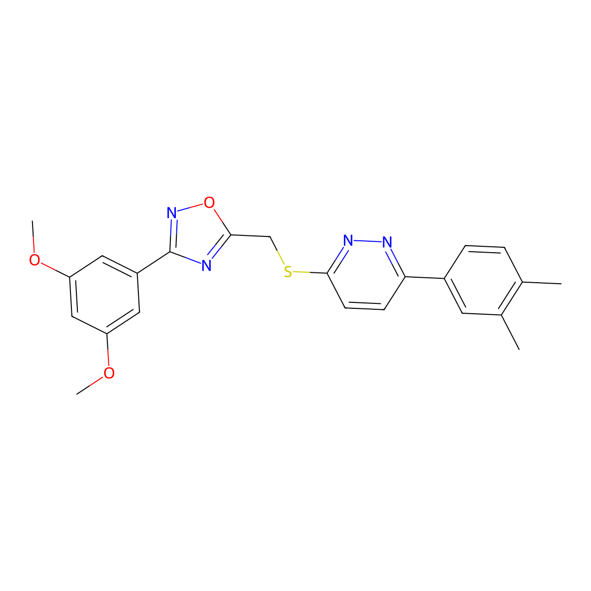 3-(3,5-Dimethoxyphenyl)-5-(((6-(3,4-dimethylphenyl)pyridazin-3-yl)thio)methyl)-1,2,4-oxadiazole molecular structure, CAS 1111260-59-3