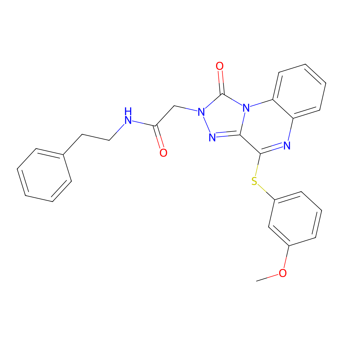 2-(4-((3-methoxyphenyl)thio)-1-oxo-[1,2,4]triazolo[4,3-a]quinoxalin-2(1H)-yl)-N-phenethylacetamide molecular structure, CAS 1111260-75-3