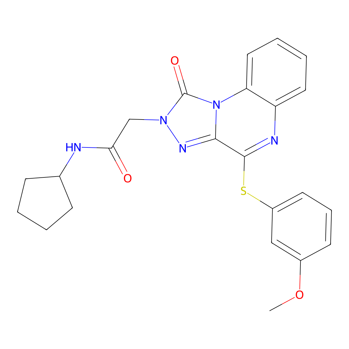 N-cyclopentyl-2-(4-((3-methoxyphenyl)thio)-1-oxo-[1,2,4]triazolo[4,3-a]quinoxalin-2(1H)-yl)acetamide molecular structure, CAS 1111260-77-5