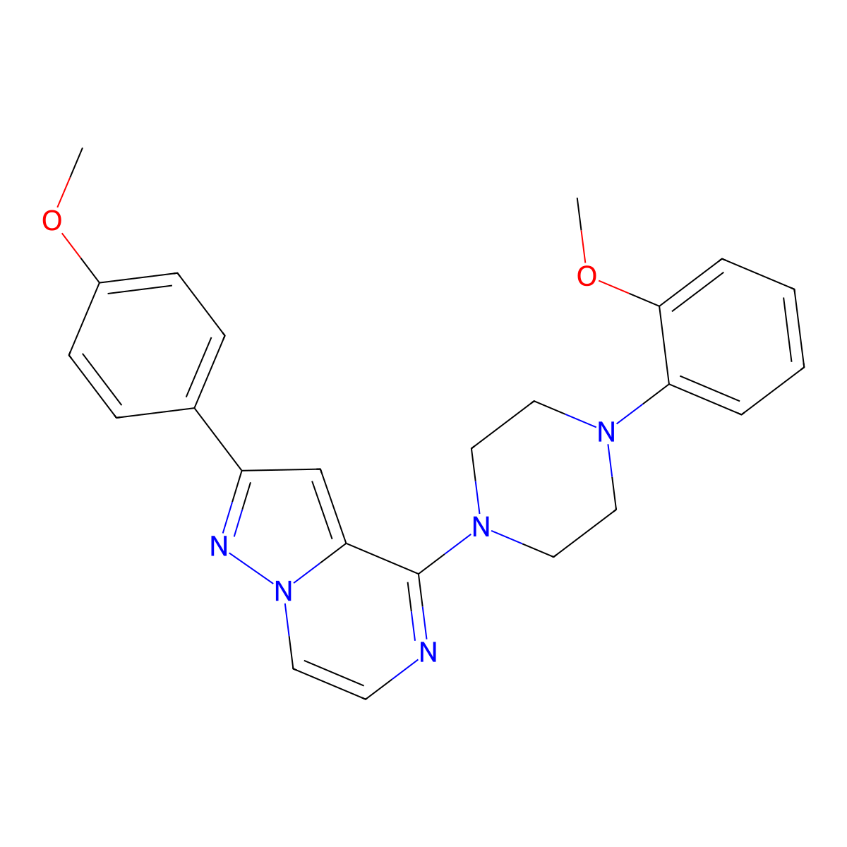 1-(2-Methoxyphenyl)-4-[2-(4-methoxyphenyl)pyrazolo[1,5-A]pyrazin-4-YL]piperazine molecular structure, CAS 1111262-32-8