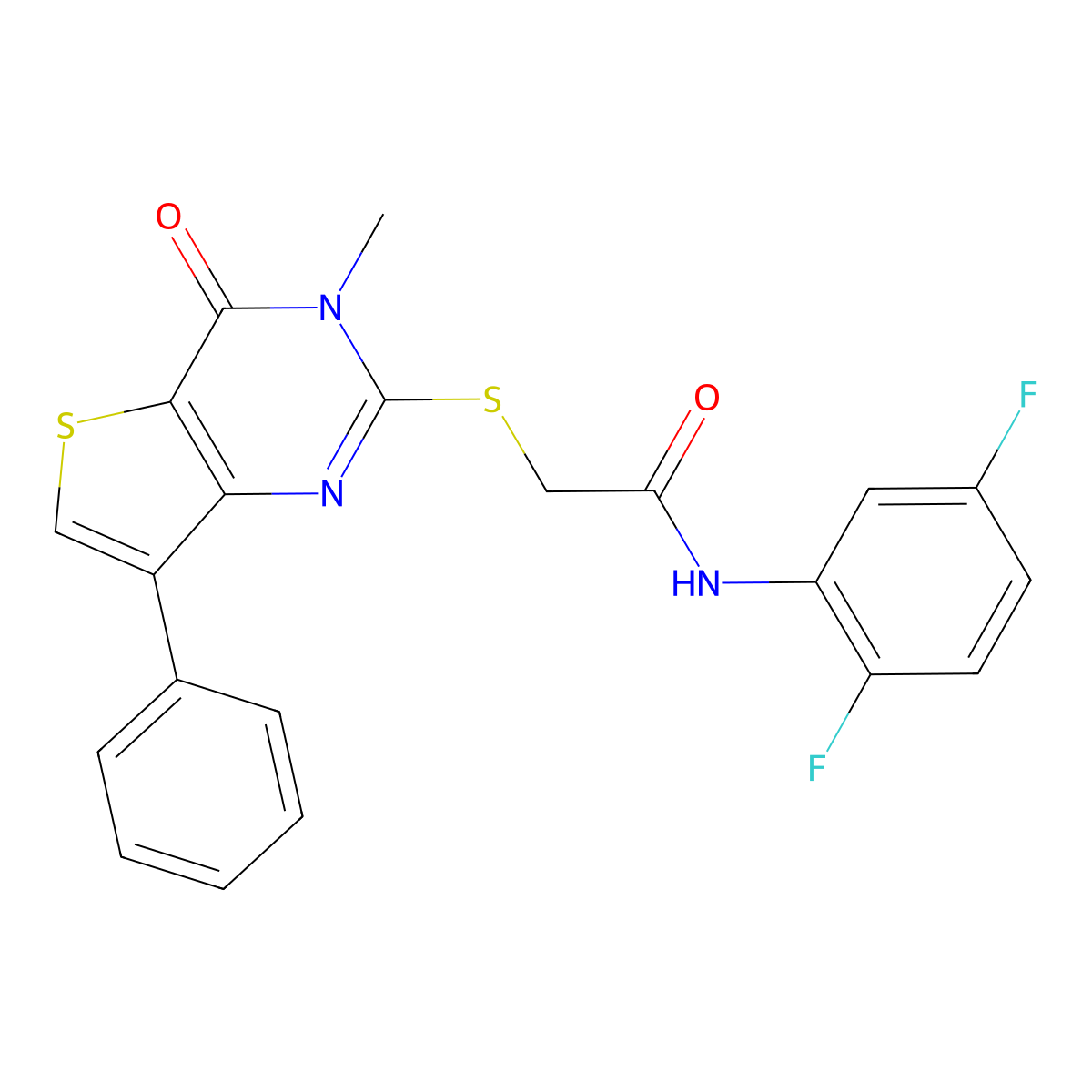 N-(2,5-difluorophenyl)-2-[(3-methyl-4-oxo-7-phenyl-3,4-dihydrothieno[3,2-d]pyrimidin-2-yl)sulfanyl]acetamide molecular structure, CAS 1111265-50-9