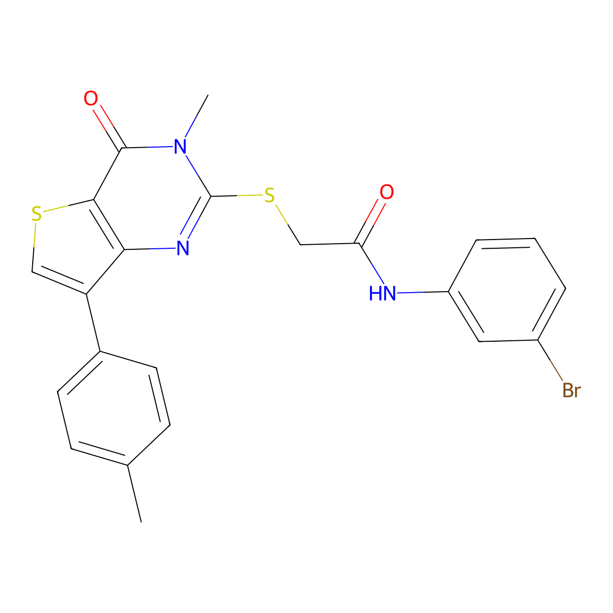 N-(3-bromophenyl)-2-{[3-methyl-7-(4-methylphenyl)-4-oxo-3,4-dihydrothieno[3,2-d]pyrimidin-2-yl]thio}acetamide molecular structure, CAS 1111265-56-5