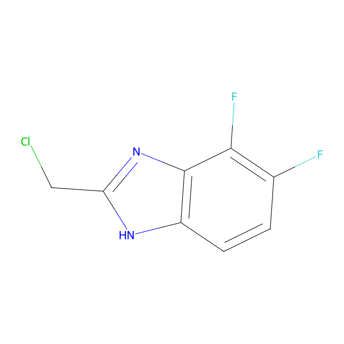 2-(chloromethyl)-4,5-difluoro-1H-1,3-benzodiazole molecular structure, CAS 1111269-40-9