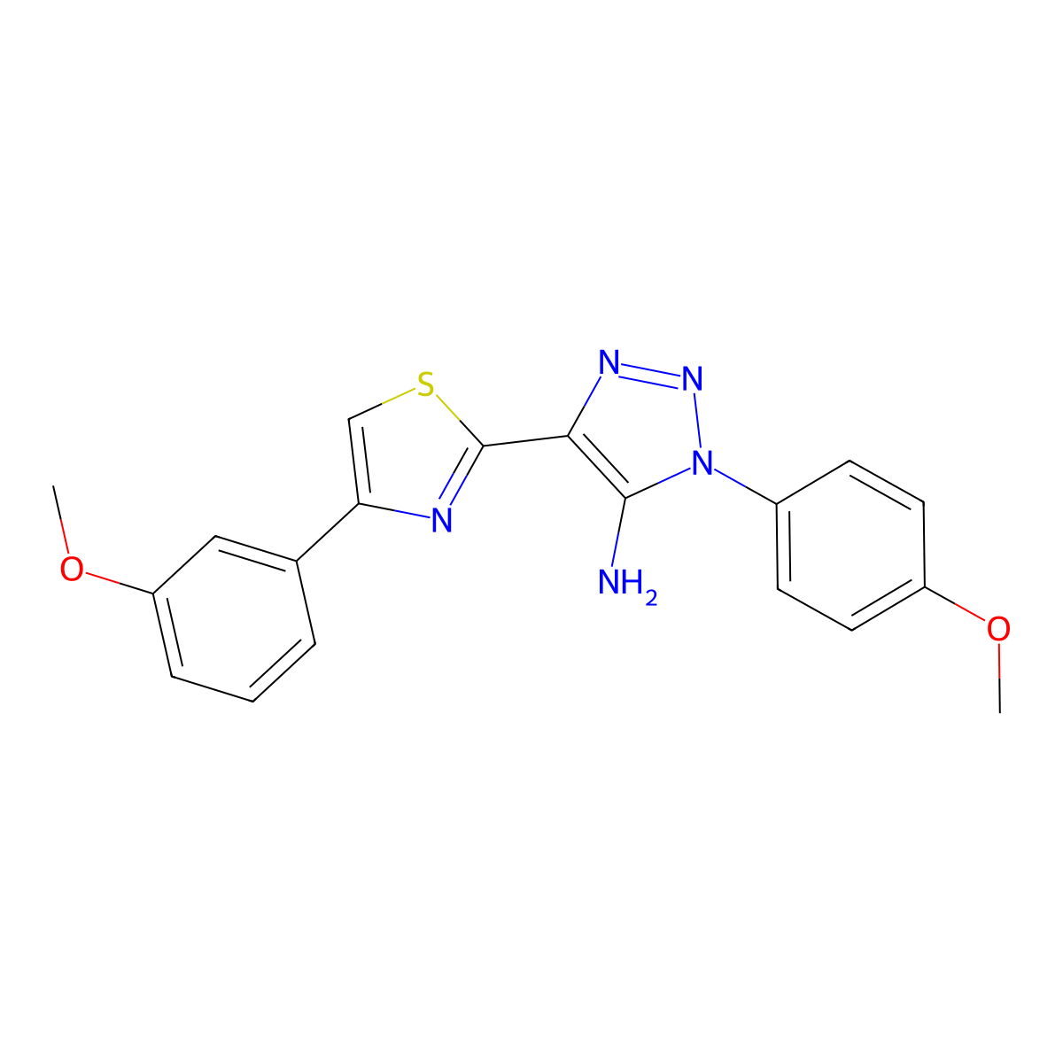 1-(4-methoxyphenyl)-4-(4-(3-methoxyphenyl)thiazol-2-yl)-1H-1,2,3-triazol-5-amine molecular structure, CAS 1111280-77-3