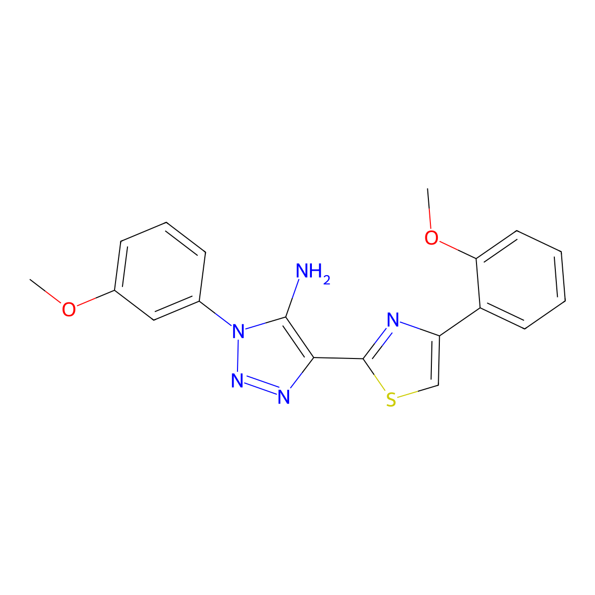 1-(3-methoxyphenyl)-4-(4-(2-methoxyphenyl)thiazol-2-yl)-1H-1,2,3-triazol-5-amine molecular structure, CAS 1111280-78-4