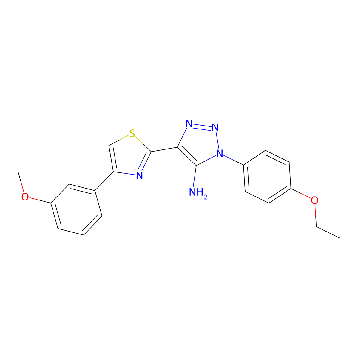 1-(4-ethoxyphenyl)-4-[4-(3-methoxyphenyl)-1,3-thiazol-2-yl]-1H-1,2,3-triazol-5-amine molecular structure, CAS 1111280-80-8