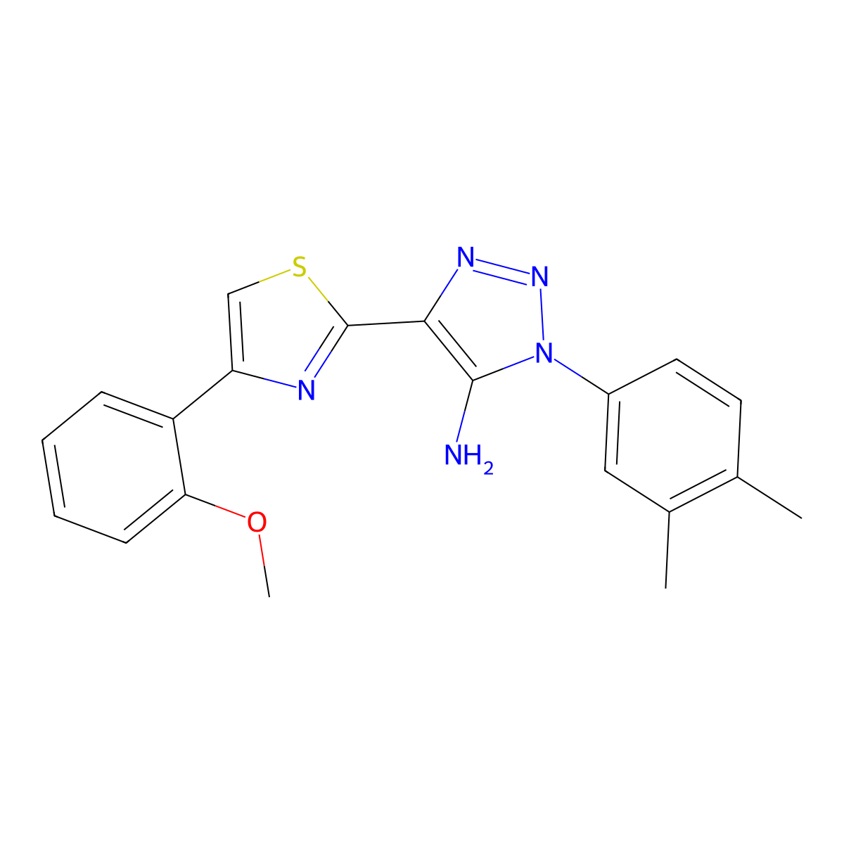1-(3,4-dimethylphenyl)-4-[4-(2-methoxyphenyl)-1,3-thiazol-2-yl]-1H-1,2,3-triazol-5-amine molecular structure, CAS 1111280-81-9