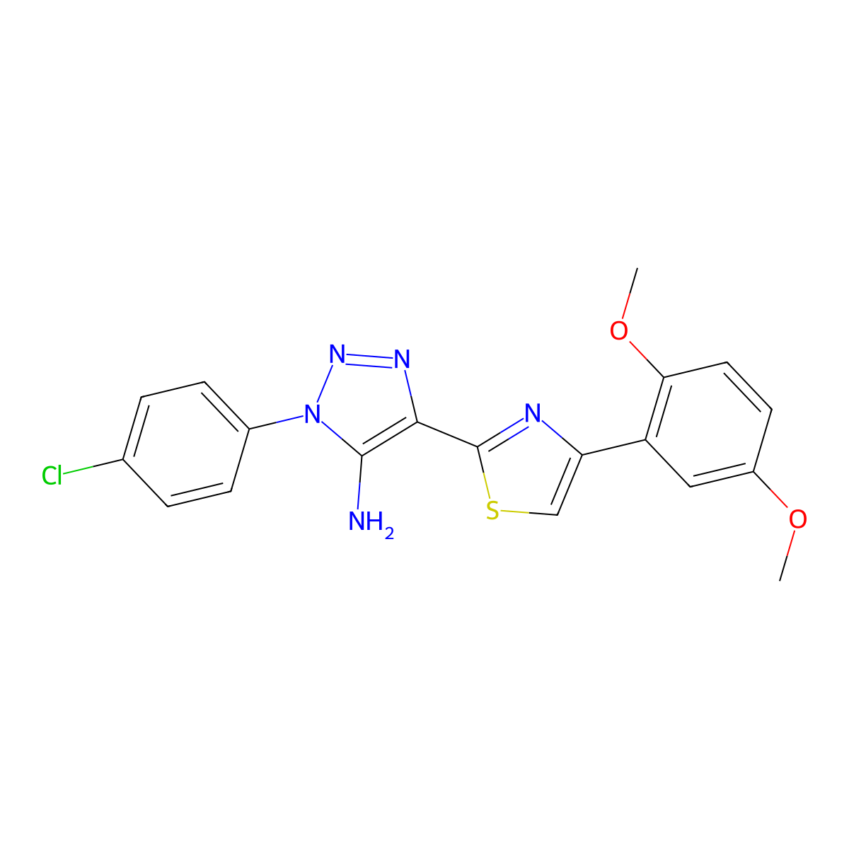 1-(4-chlorophenyl)-4-[4-(2,5-dimethoxyphenyl)-1,3-thiazol-2-yl]-1H-1,2,3-triazol-5-amine molecular structure, CAS 1111280-82-0