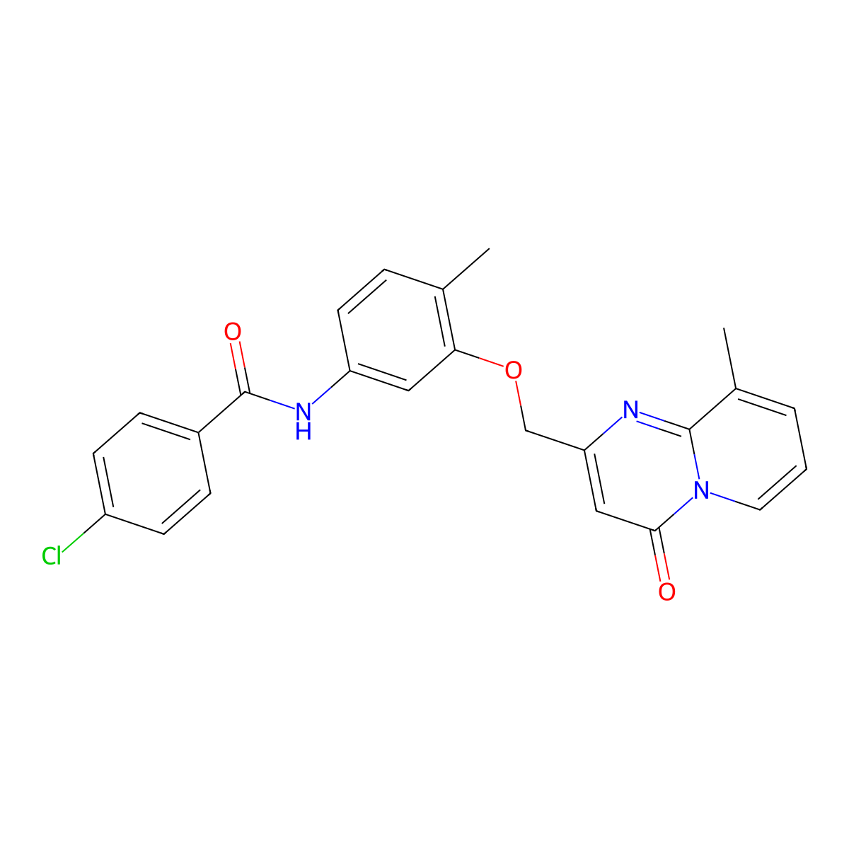 4-Chloro-N-[4-methyl-3-({9-methyl-4-oxo-4H-pyrido[1,2-A]pyrimidin-2-YL}methoxy)phenyl]benzamide molecular structure, CAS 1111281-66-3