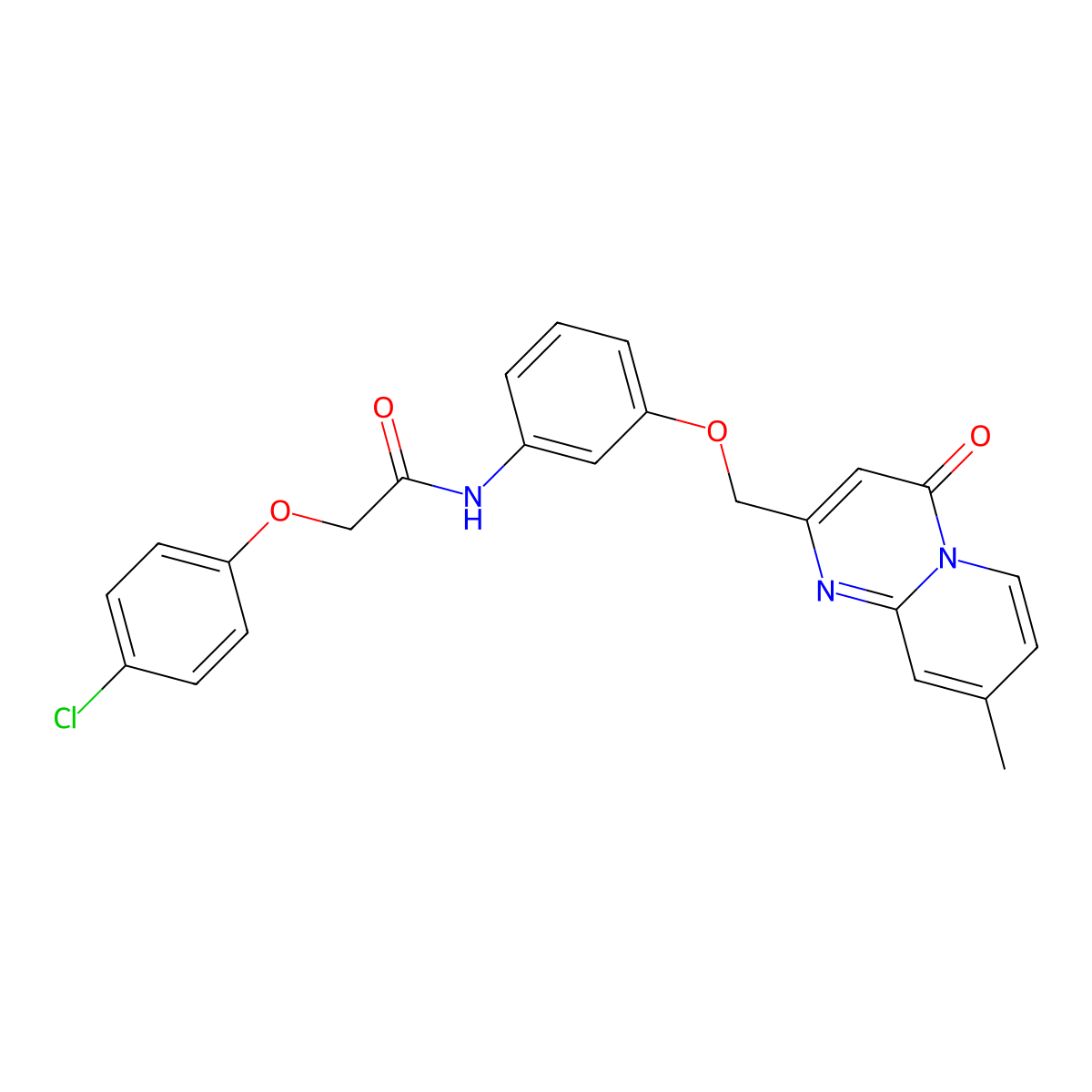 2-(4-Chlorophenoxy)-N-[3-({8-methyl-4-oxo-4H-pyrido[1,2-A]pyrimidin-2-YL}methoxy)phenyl]acetamide molecular structure, CAS 1111281-80-1
