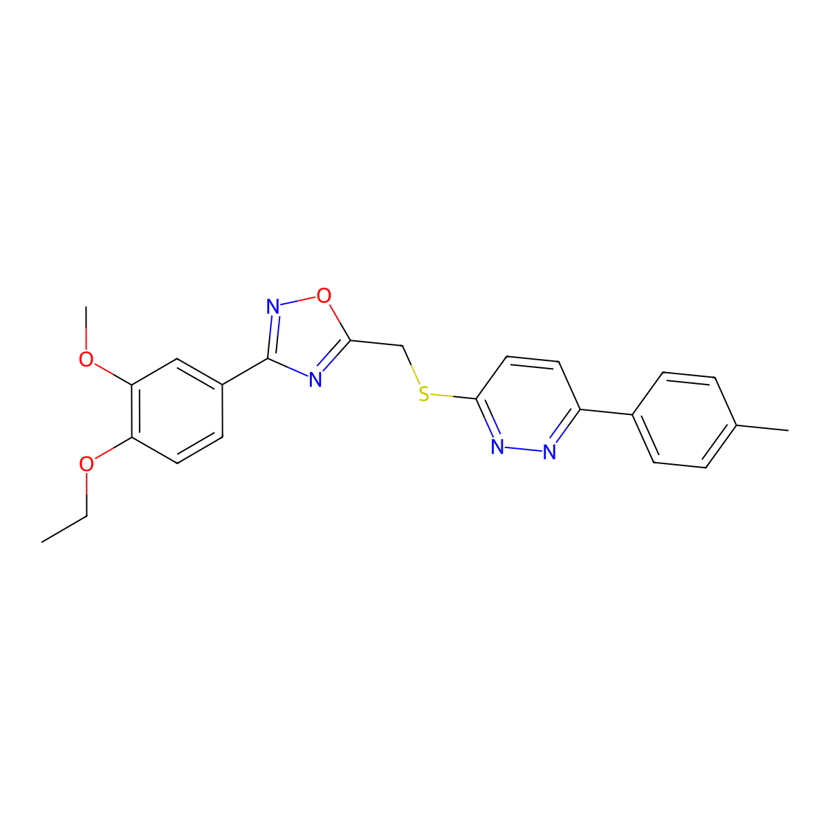 3-(4-Ethoxy-3-methoxyphenyl)-5-(((6-(p-tolyl)pyridazin-3-yl)thio)methyl)-1,2,4-oxadiazole molecular structure, CAS 1111290-56-2