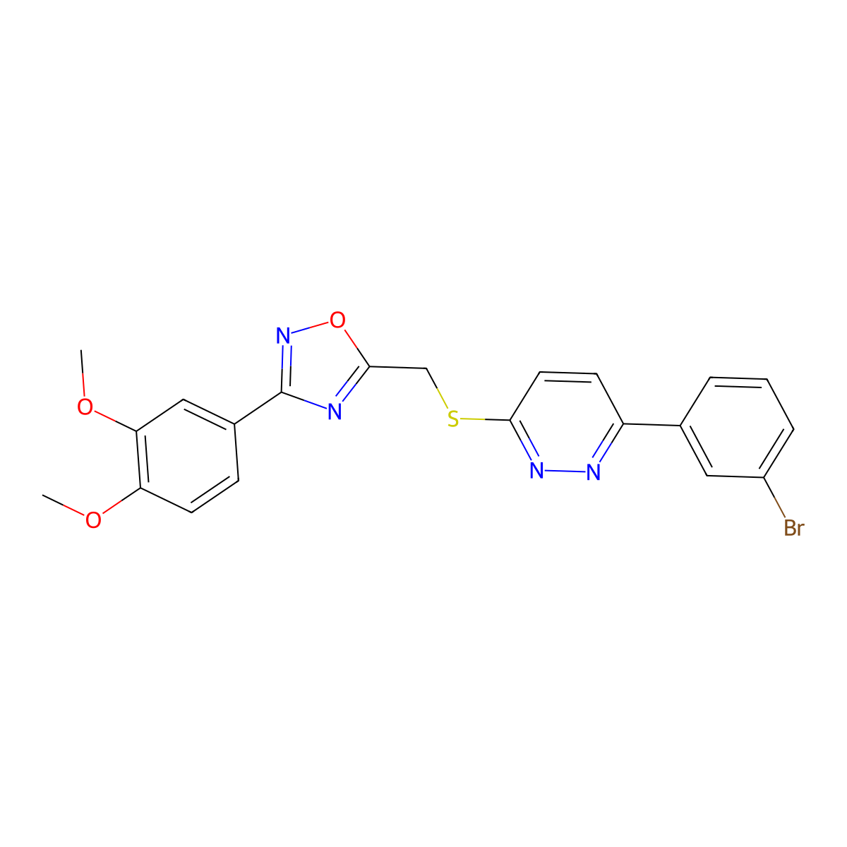 3-(3-Bromophenyl)-6-({[3-(3,4-dimethoxyphenyl)-1,2,4-oxadiazol-5-yl]methyl}sulfanyl)pyridazine molecular structure, CAS 1111290-57-3