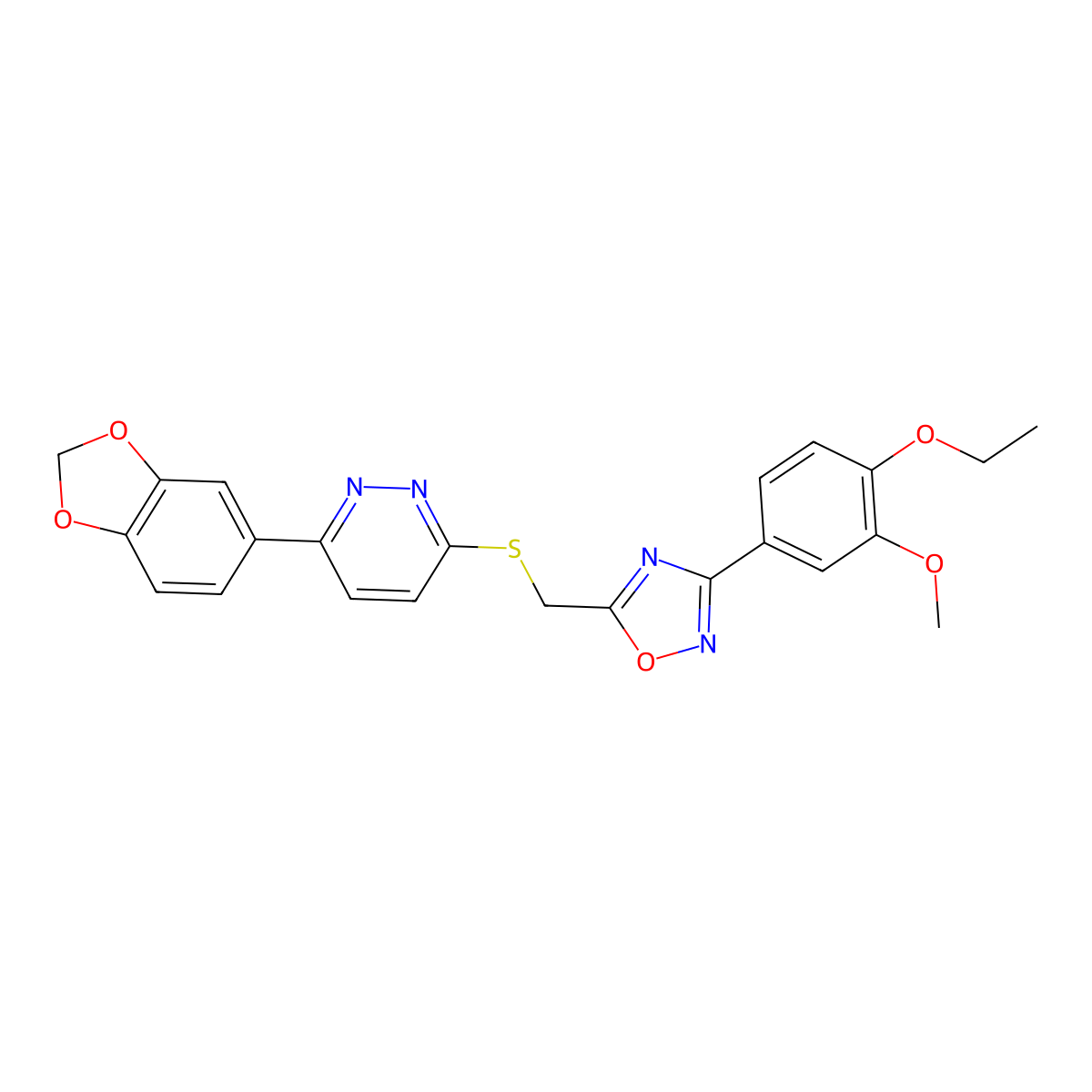 3-(2H-1,3-benzodioxol-5-yl)-6-({[3-(4-ethoxy-3-methoxyphenyl)-1,2,4-oxadiazol-5-yl]methyl}sulfanyl)pyridazine molecular structure, CAS 1111290-61-9
