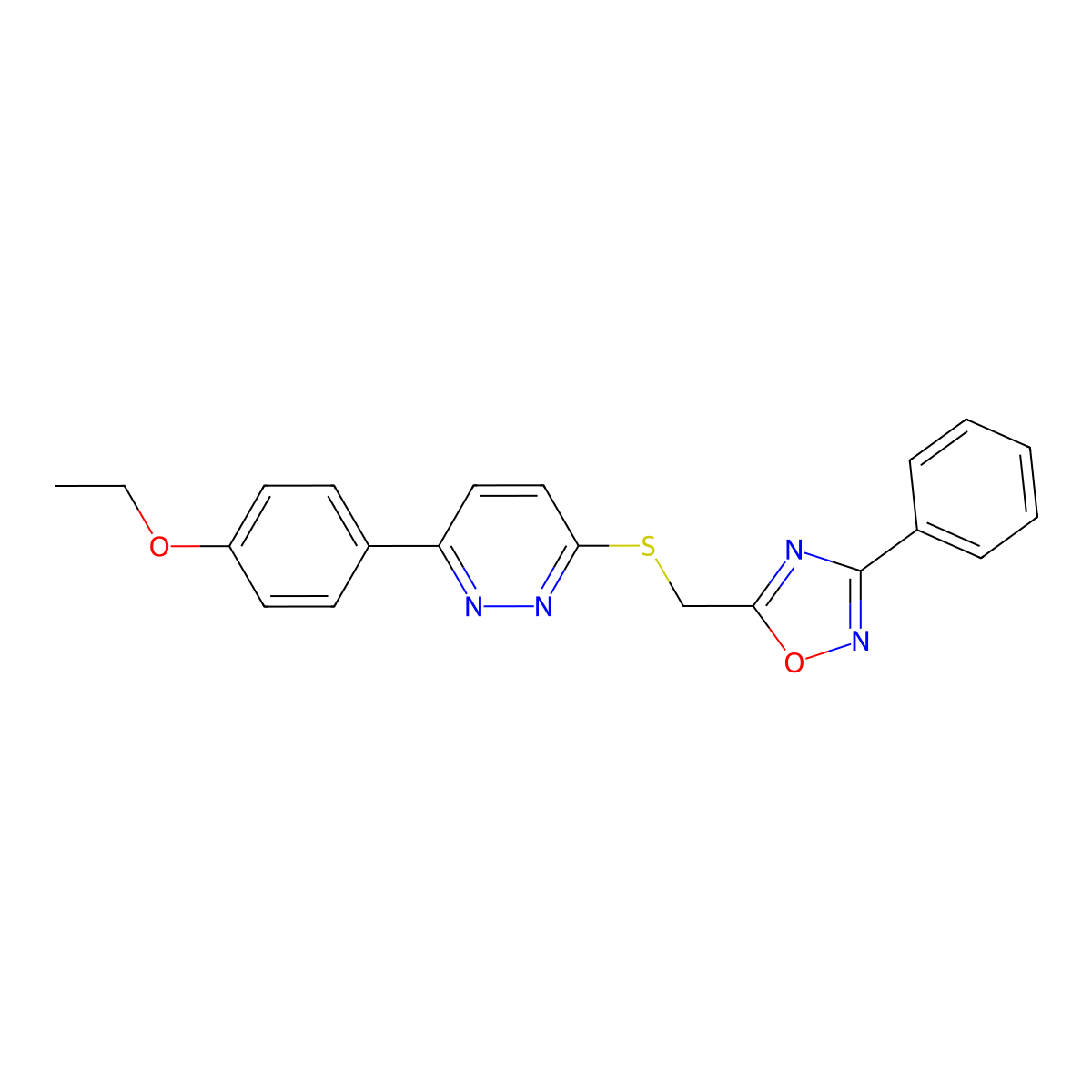 3-(4-Ethoxyphenyl)-6-{[(3-phenyl-1,2,4-oxadiazol-5-yl)methyl]sulfanyl}pyridazine molecular structure, CAS 1111290-65-3
