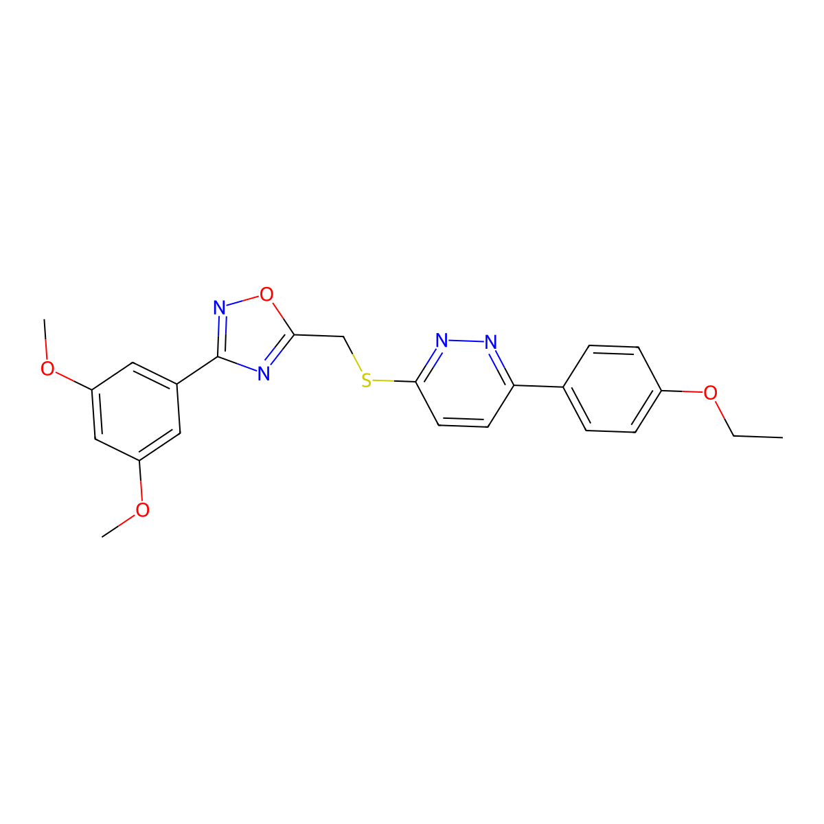 3-({[3-(3,5-Dimethoxyphenyl)-1,2,4-oxadiazol-5-yl]methyl}sulfanyl)-6-(4-ethoxyphenyl)pyridazine molecular structure, CAS 1111290-68-6