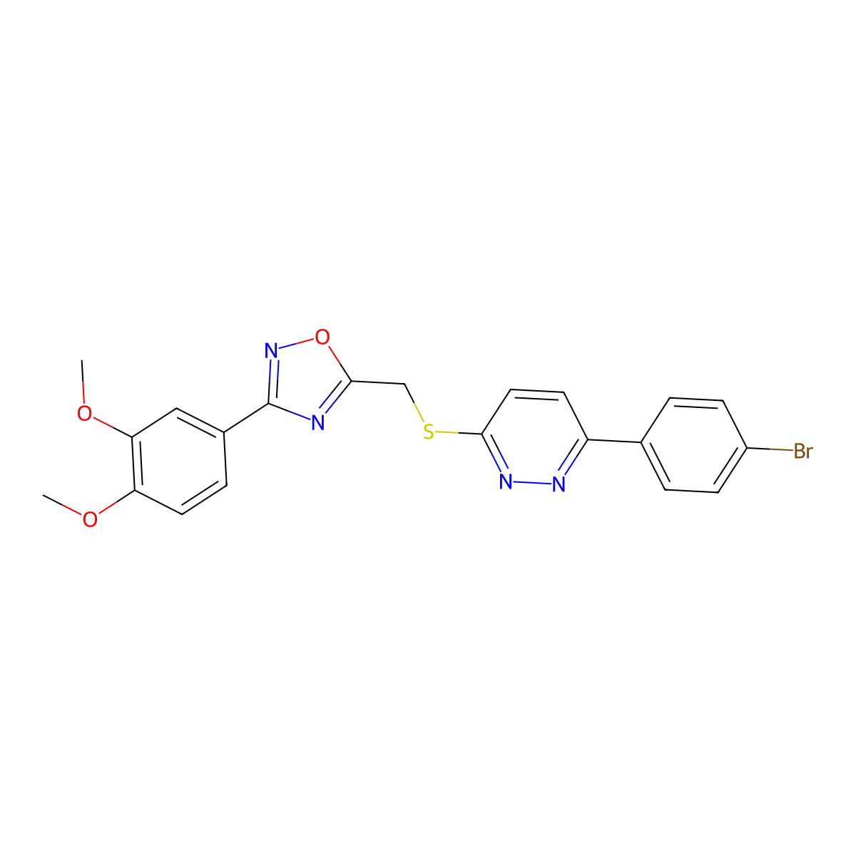 3-(4-Bromophenyl)-6-({[3-(3,4-dimethoxyphenyl)-1,2,4-oxadiazol-5-yl]methyl}thio)pyridazine molecular structure, CAS 1111290-69-7