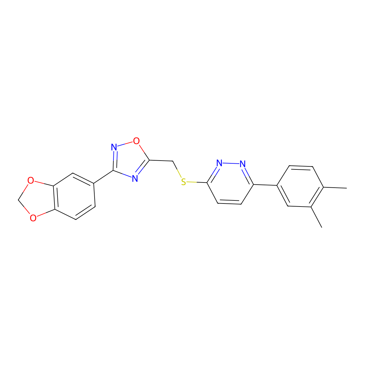 3-({[3-(1,3-Benzodioxol-5-yl)-1,2,4-oxadiazol-5-yl]methyl}thio)-6-(3,4-dimethylphenyl)pyridazine molecular structure, CAS 1111290-77-7