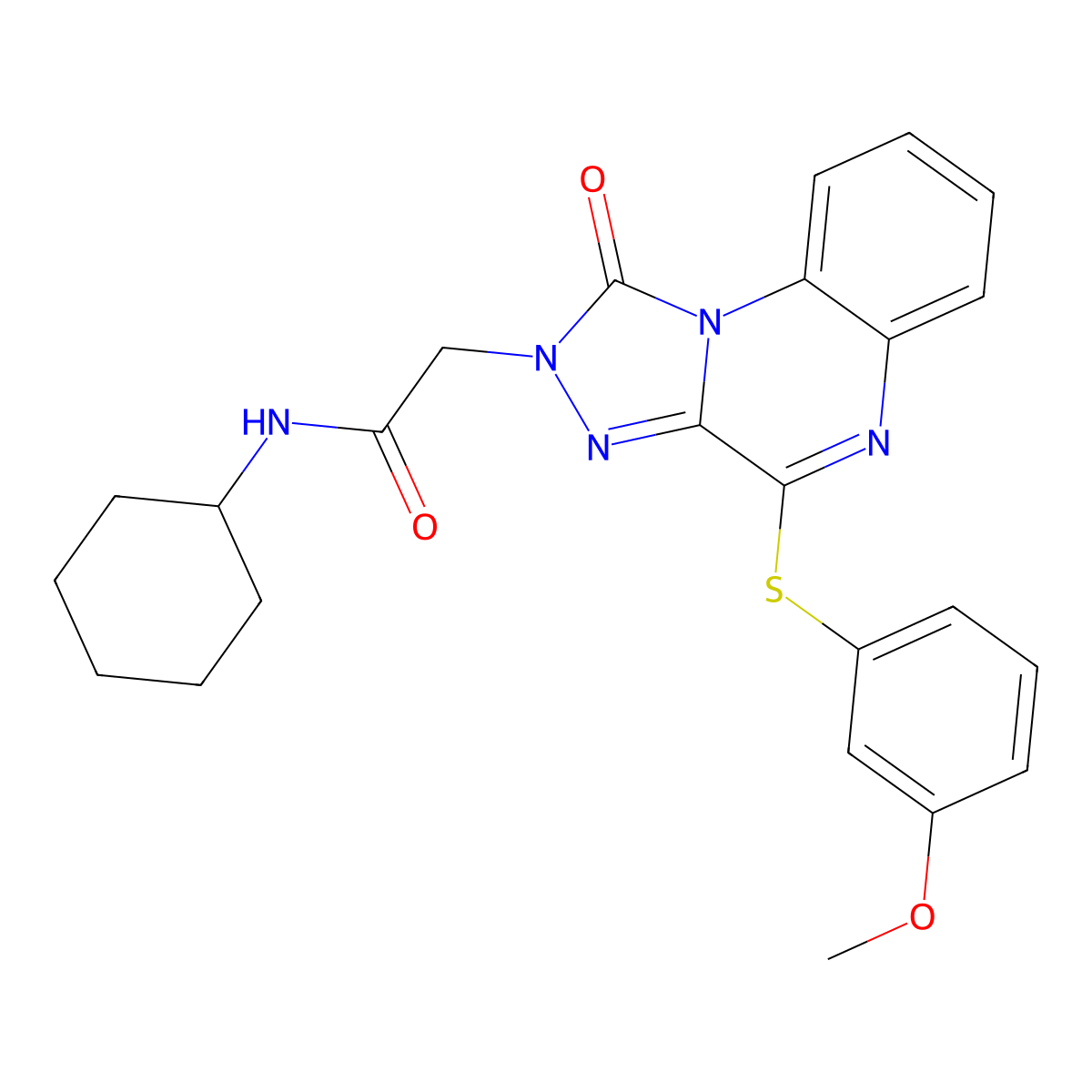 N-cyclohexyl-2-(4-((3-methoxyphenyl)thio)-1-oxo-[1,2,4]triazolo[4,3-a]quinoxalin-2(1H)-yl)acetamide molecular structure, CAS 1111290-92-6