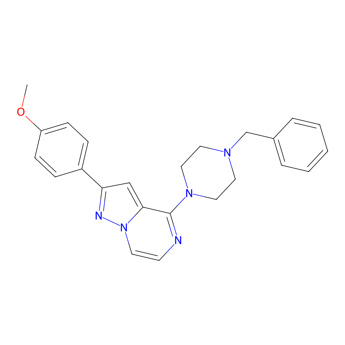 4-(4-Benzylpiperazin-1-yl)-2-(4-methoxyphenyl)pyrazolo[1,5-a]pyrazine molecular structure, CAS 1111292-06-8