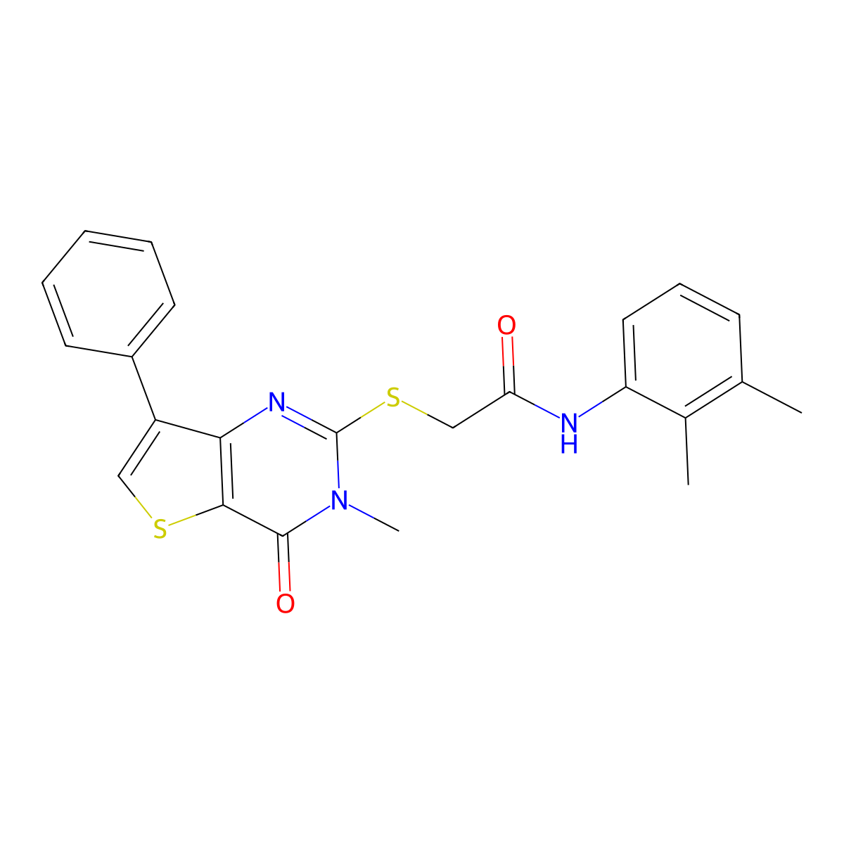 N-(2,3-dimethylphenyl)-2-({3-methyl-4-oxo-7-phenyl-3H,4H-thieno[3,2-d]pyrimidin-2-yl}sulfanyl)acetamide molecular structure, CAS 1111292-24-0