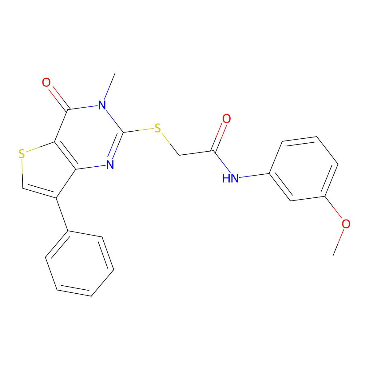 N-(3-methoxyphenyl)-2-[(3-methyl-4-oxo-7-phenyl-3,4-dihydrothieno[3,2-d]pyrimidin-2-yl)thio]acetamide molecular structure, CAS 1111292-26-2