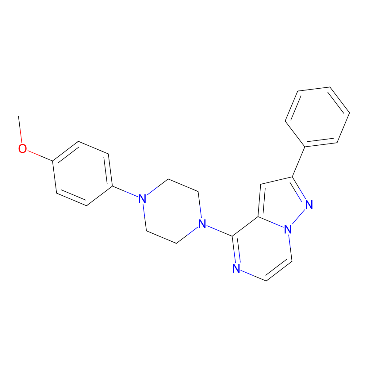 4-(4-(4-Methoxyphenyl)piperazin-1-yl)-2-phenylpyrazolo[1,5-a]pyrazine molecular structure, CAS 1111295-60-3