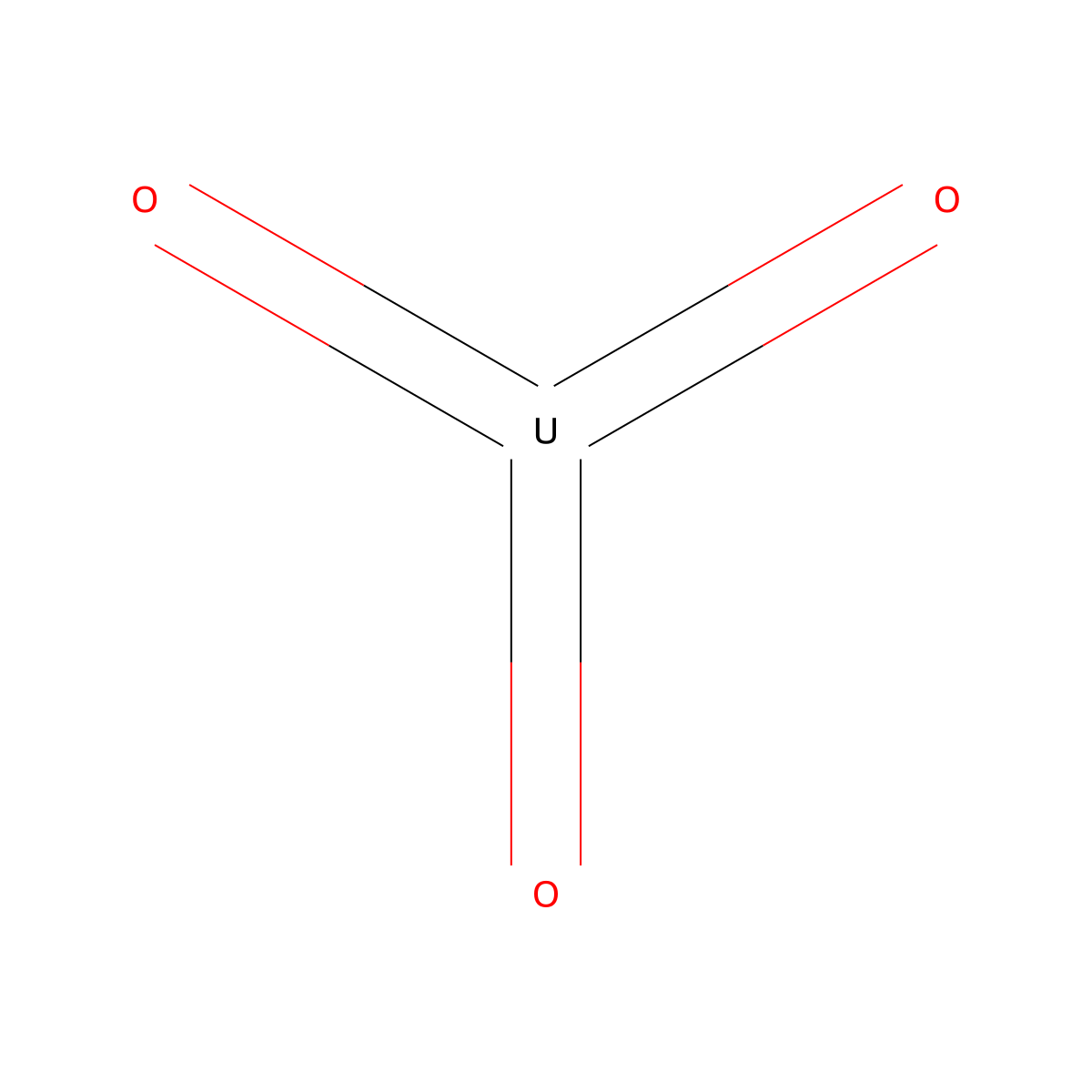 Uranium trioxide molecular structure, CAS 11113-93-2