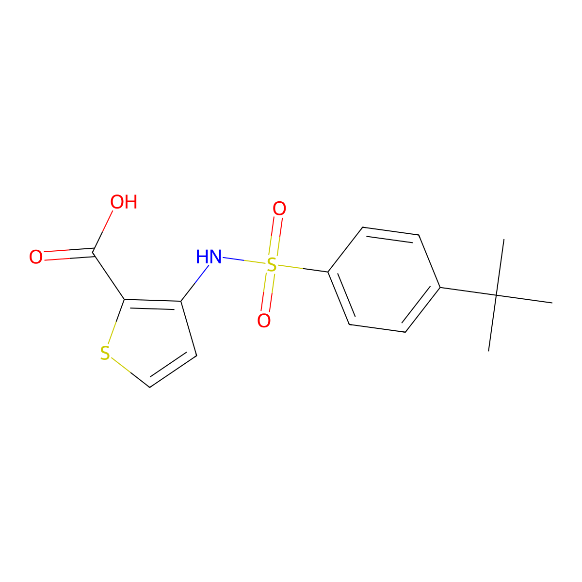 3-(4-Tert-butylbenzenesulfonamido)thiophene-2-carboxylic acid molecular structure, CAS 1111300-51-6