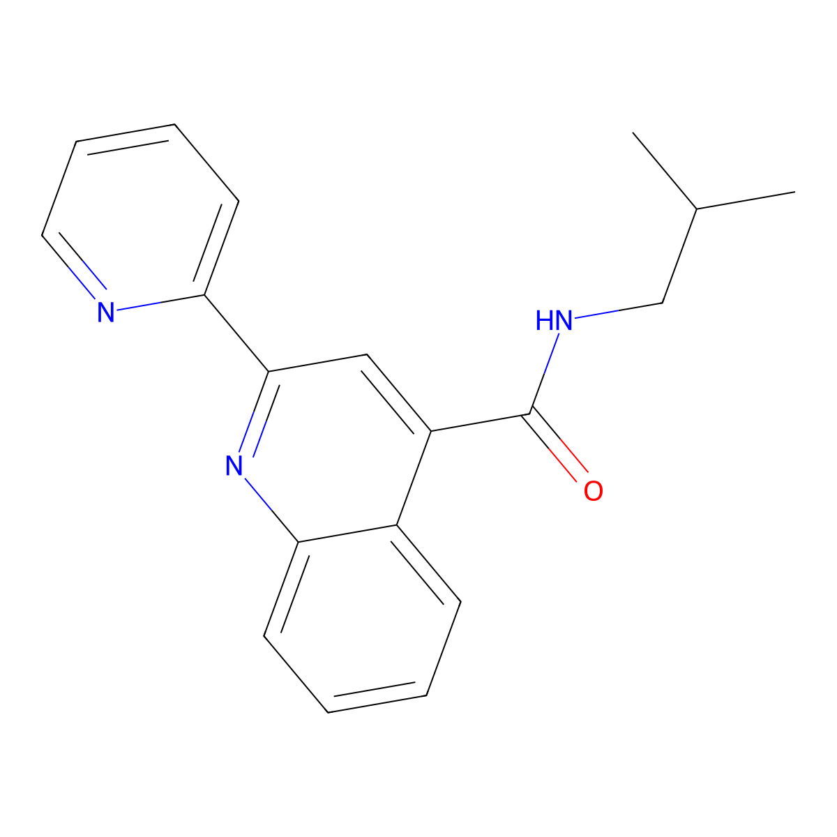N-(2-methylpropyl)-2-(pyridin-2-yl)quinoline-4-carboxamide molecular structure, CAS 1111309-84-2