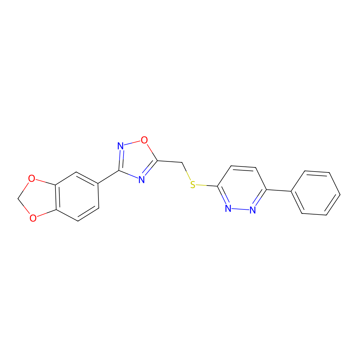 3-({[3-(1,3-Benzodioxol-5-yl)-1,2,4-oxadiazol-5-yl]methyl}thio)-6-phenylpyridazine molecular structure, CAS 1111316-38-1