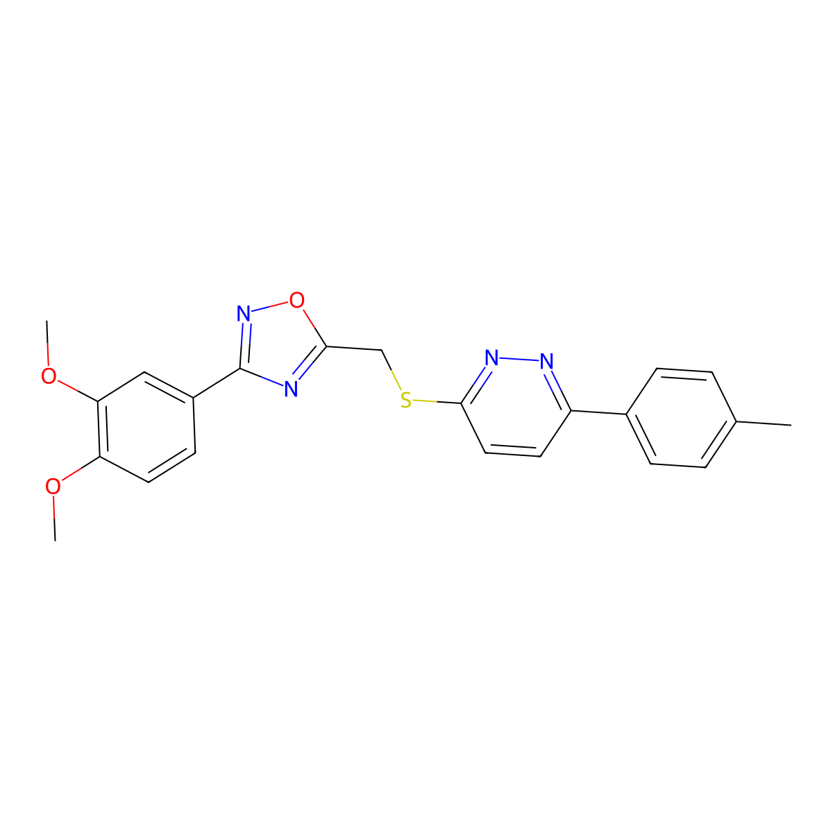 3-(3,4-Dimethoxyphenyl)-5-(((6-(p-tolyl)pyridazin-3-yl)thio)methyl)-1,2,4-oxadiazole molecular structure, CAS 1111316-45-0