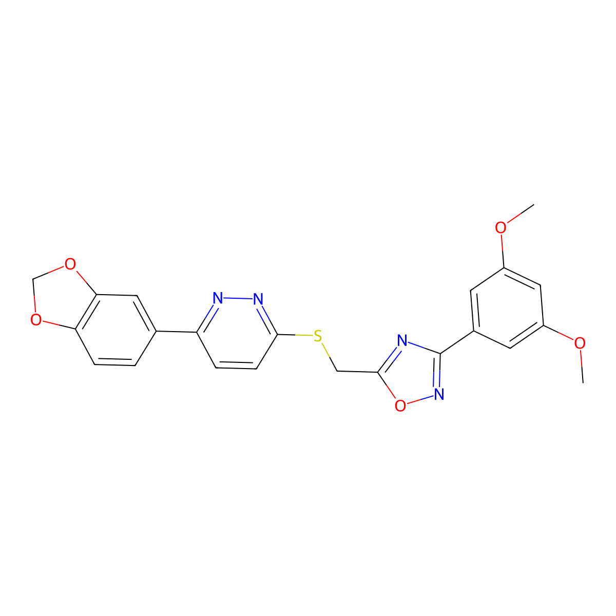 3-(1,3-Benzodioxol-5-yl)-6-({[3-(3,5-dimethoxyphenyl)-1,2,4-oxadiazol-5-yl]methyl}sulfanyl)pyridazine molecular structure, CAS 1111316-53-0
