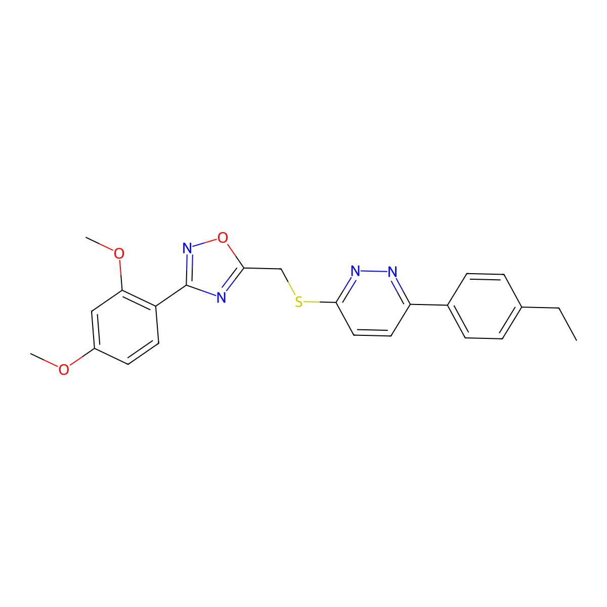 3-({[3-(2,4-Dimethoxyphenyl)-1,2,4-oxadiazol-5-YL]methyl}sulfanyl)-6-(4-ethylphenyl)pyridazine molecular structure, CAS 1111316-55-2