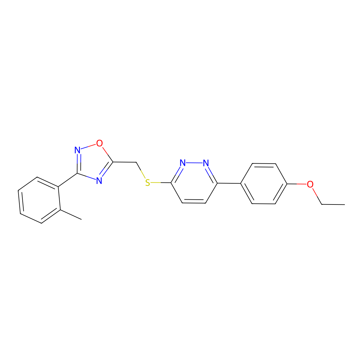 3-(4-Ethoxyphenyl)-6-({[3-(2-methylphenyl)-1,2,4-oxadiazol-5-yl]methyl}sulfanyl)pyridazine molecular structure, CAS 1111316-58-5