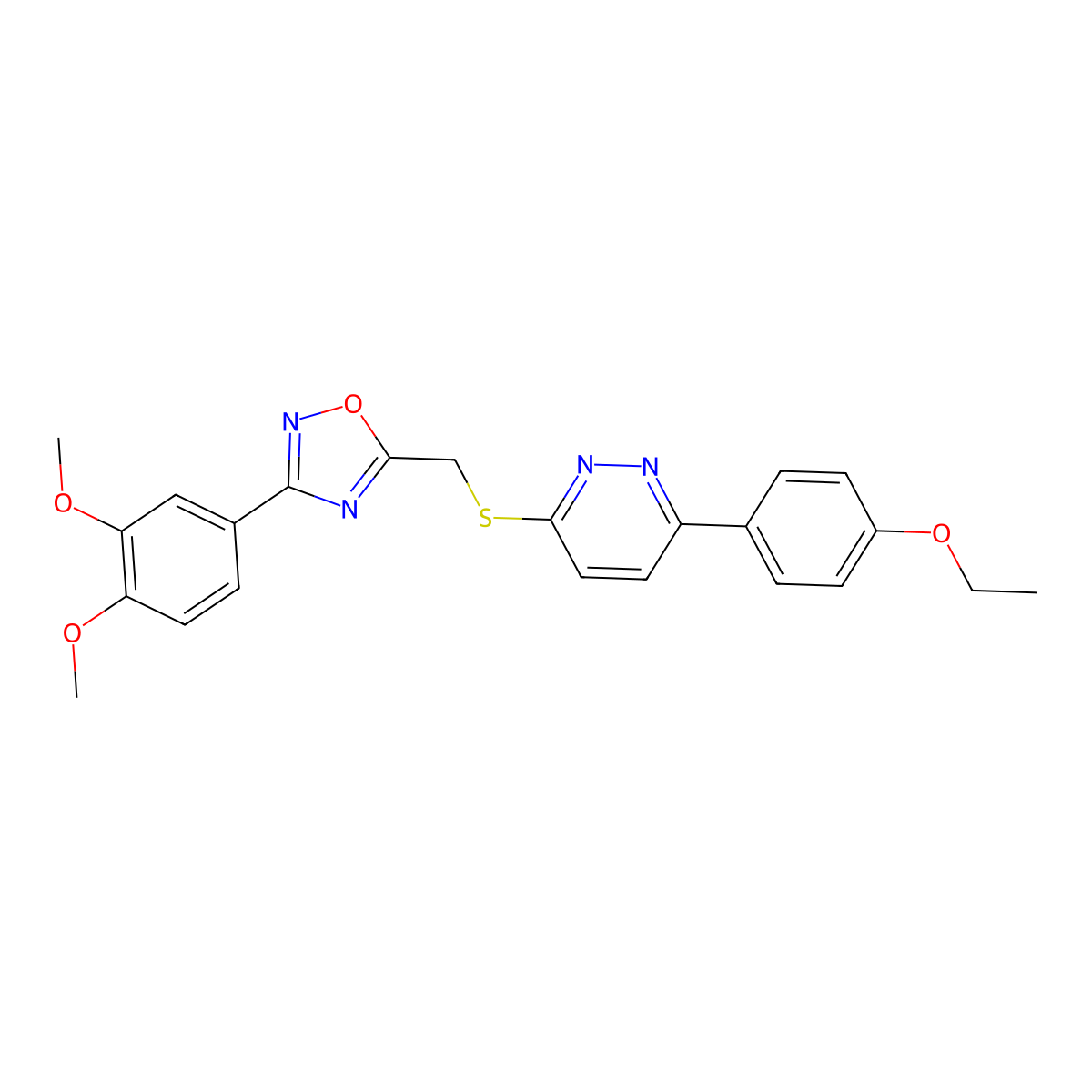 3-({[3-(3,4-Dimethoxyphenyl)-1,2,4-oxadiazol-5-yl]methyl}sulfanyl)-6-(4-ethoxyphenyl)pyridazine molecular structure, CAS 1111316-60-9