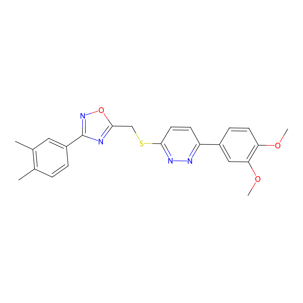 3-(3,4-Dimethoxyphenyl)-6-({[3-(3,4-dimethylphenyl)-1,2,4-oxadiazol-5-yl]methyl}sulfanyl)pyridazine molecular structure, CAS 1111316-69-8