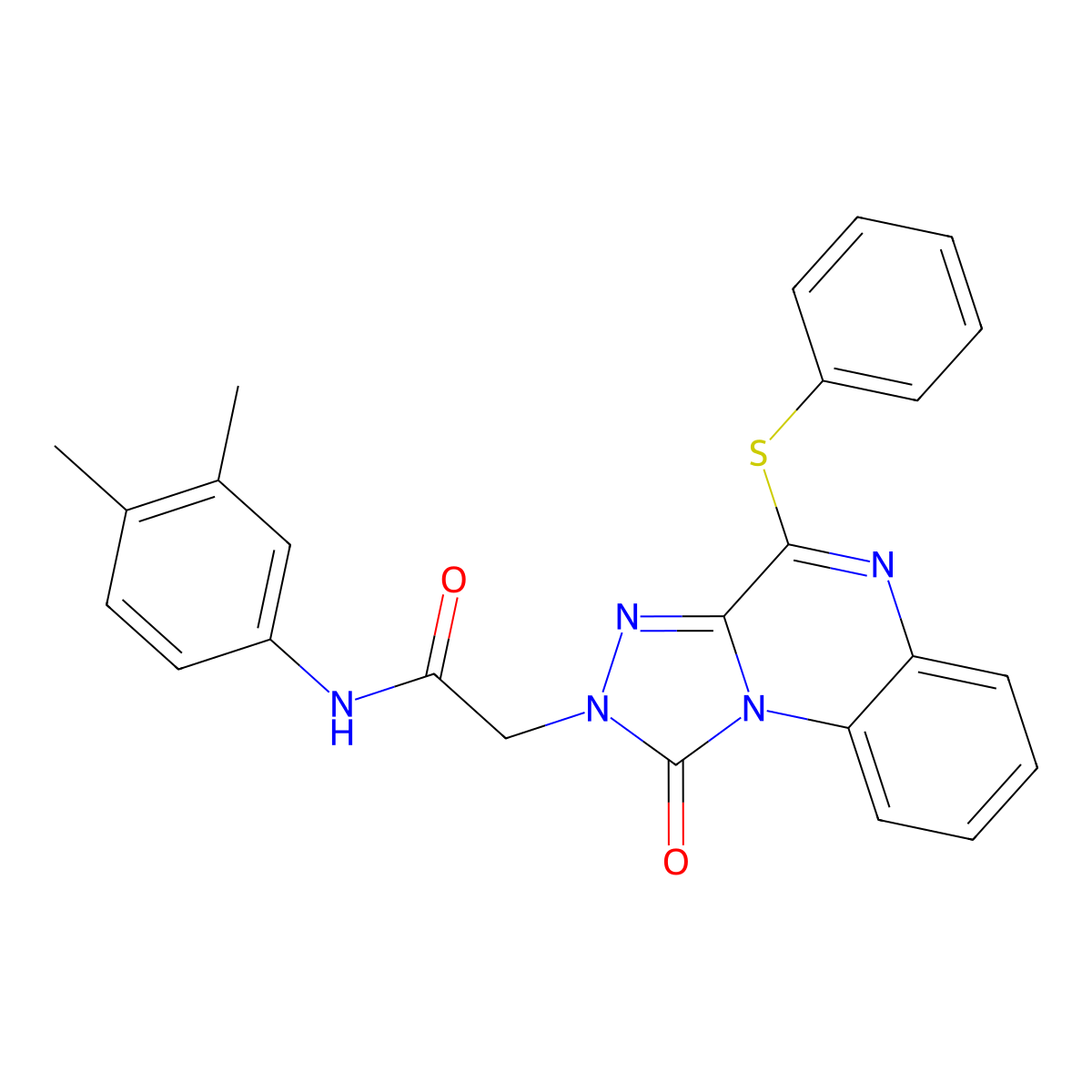 N-(3,4-dimethylphenyl)-2-[1-oxo-4-(phenylsulfanyl)-1H,2H-[1,2,4]triazolo[4,3-a]quinoxalin-2-yl]acetamide molecular structure, CAS 1111316-79-0