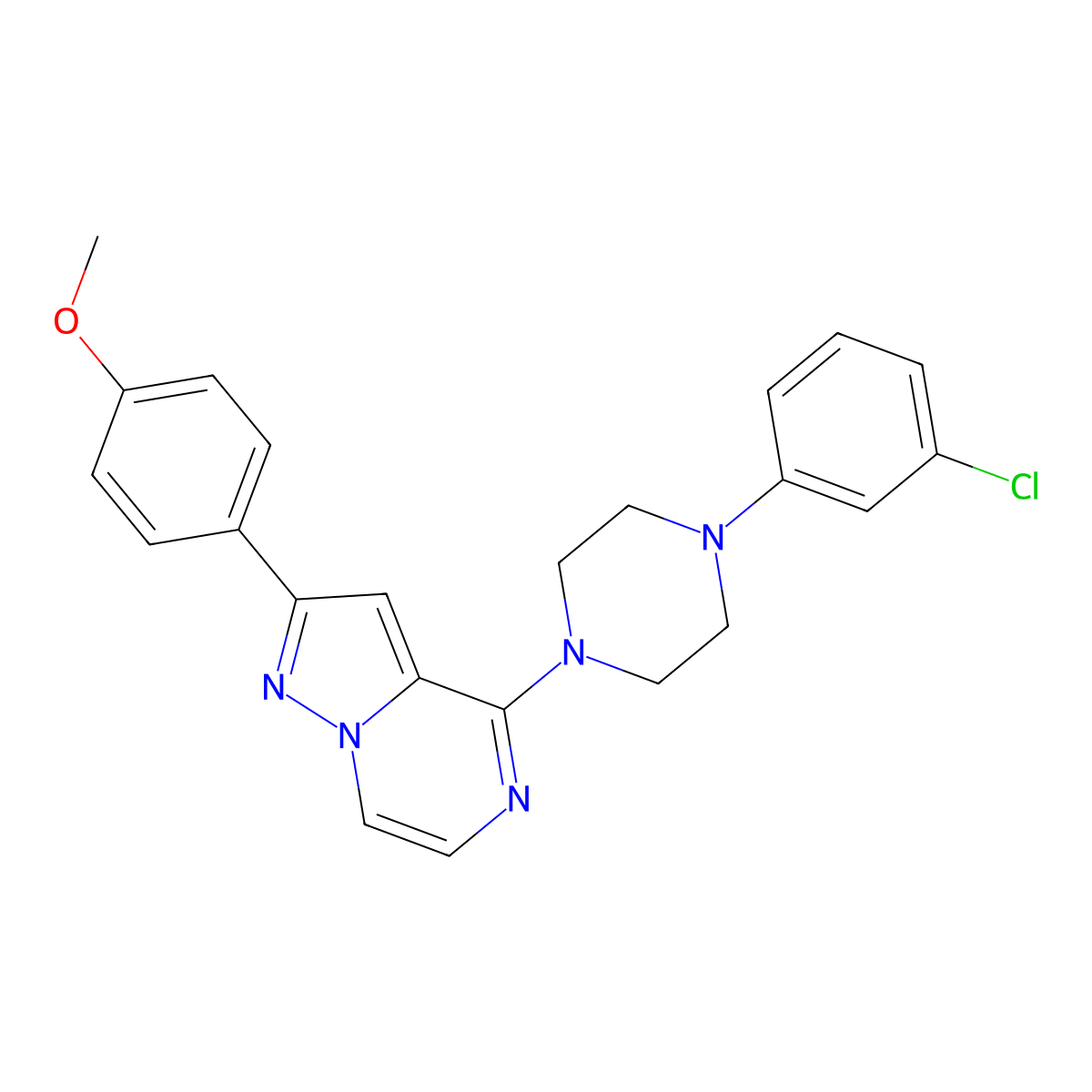 1-(3-Chlorophenyl)-4-[2-(4-methoxyphenyl)pyrazolo[1,5-a]pyrazin-4-yl]piperazine molecular structure, CAS 1111317-95-3