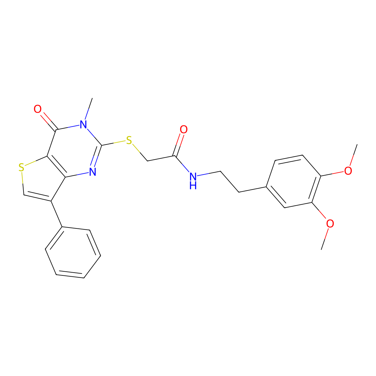N-[2-(3,4-dimethoxyphenyl)ethyl]-2-[(3-methyl-4-oxo-7-phenyl-3,4-dihydrothieno[3,2-d]pyrimidin-2-yl)sulfanyl]acetamide molecular structure, CAS 1111317-96-4