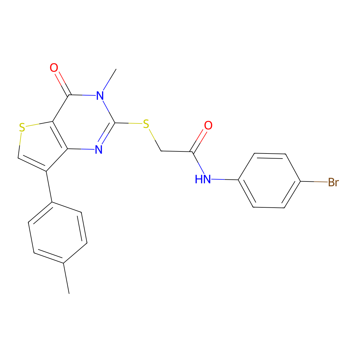 N-(4-bromophenyl)-2-{[3-methyl-7-(4-methylphenyl)-4-oxo-3,4-dihydrothieno[3,2-d]pyrimidin-2-yl]thio}acetamide molecular structure, CAS 1111318-01-4