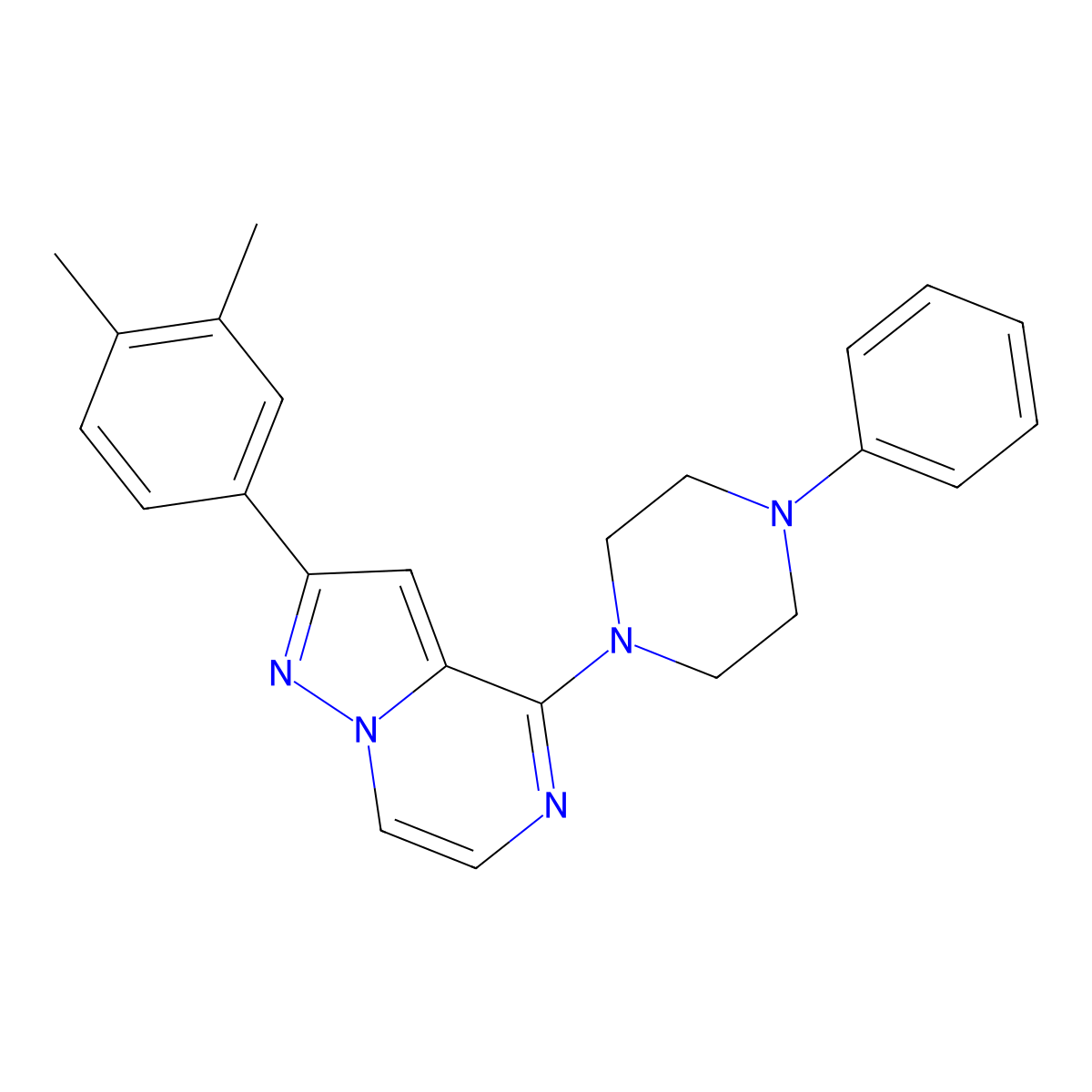 1-[2-(3,4-Dimethylphenyl)pyrazolo[1,5-a]pyrazin-4-yl]-4-phenylpiperazine molecular structure, CAS 1111319-90-4