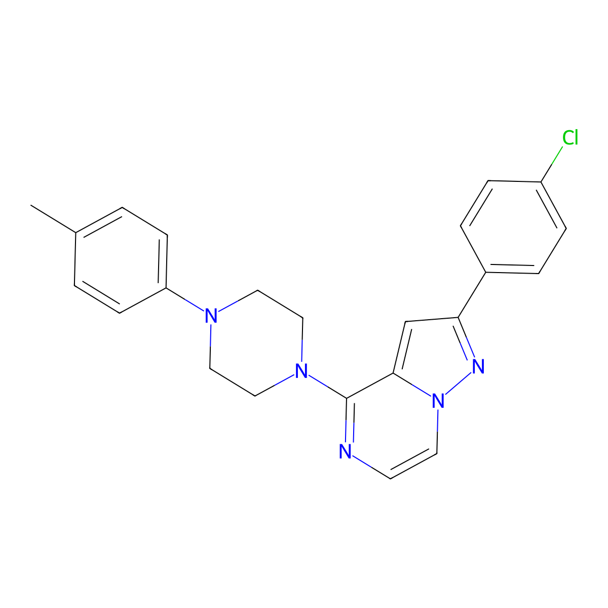 1-[2-(4-Chlorophenyl)pyrazolo[1,5-a]pyrazin-4-yl]-4-(4-methylphenyl)piperazine molecular structure, CAS 1111319-95-9
