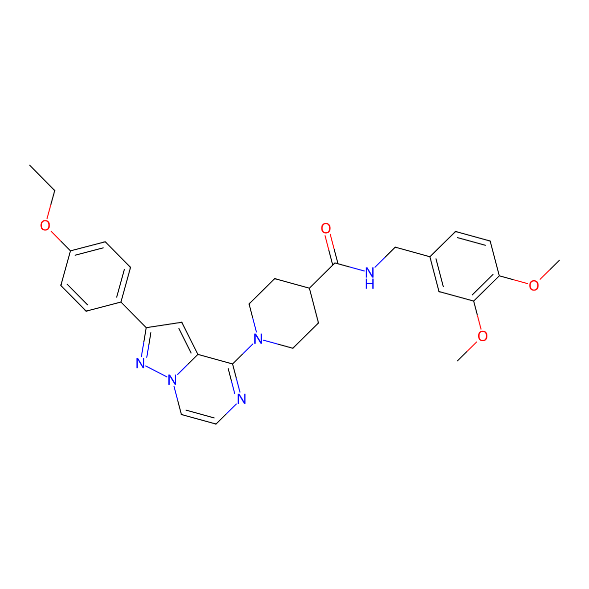 N-[(3,4-dimethoxyphenyl)methyl]-1-[2-(4-ethoxyphenyl)pyrazolo[1,5-a]pyrazin-4-yl]piperidine-4-carboxamide molecular structure, CAS 1111320-29-6