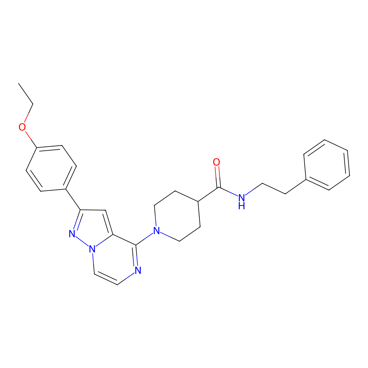 1-[2-(4-ethoxyphenyl)pyrazolo[1,5-a]pyrazin-4-yl]-N-(2-phenylethyl)piperidine-4-carboxamide molecular structure, CAS 1111320-30-9