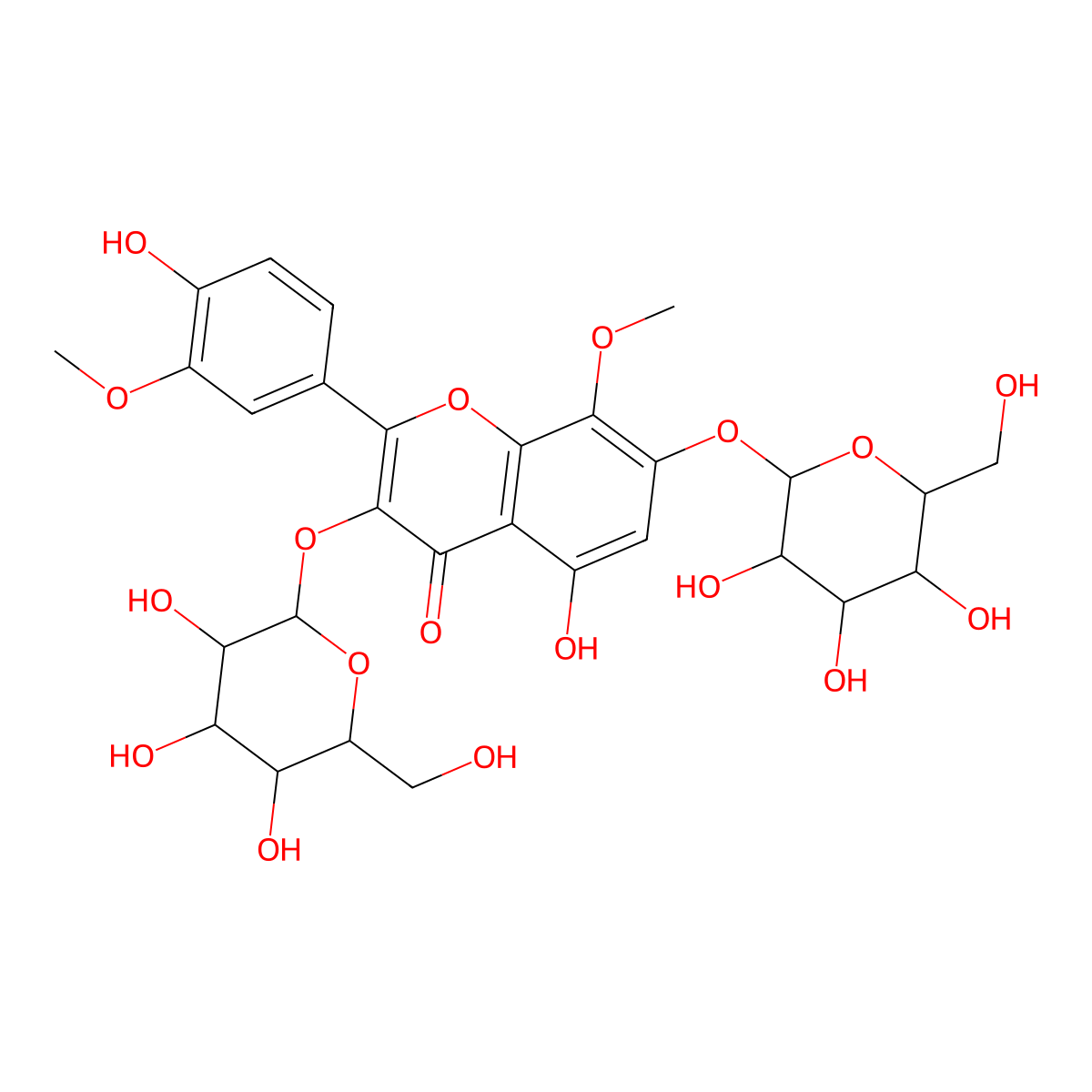 Limocitrin 3,7-diglucoside molecular structure, CAS 111133-91-6