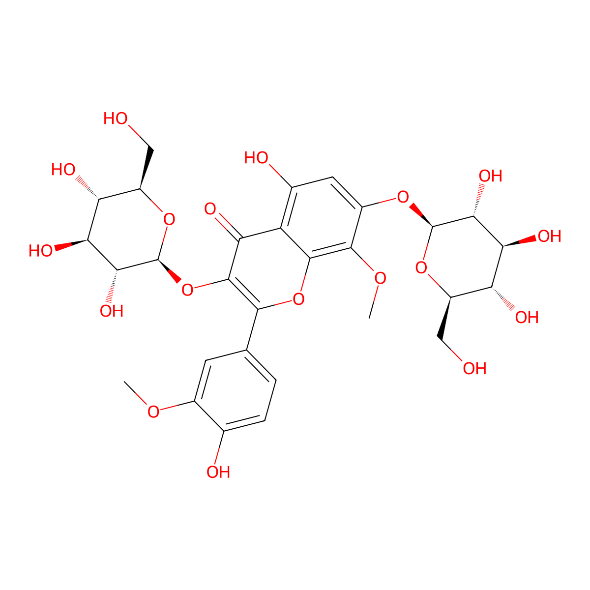 Limocitrin 3,7-diglucoside molecular structure, CAS 111133-91-6