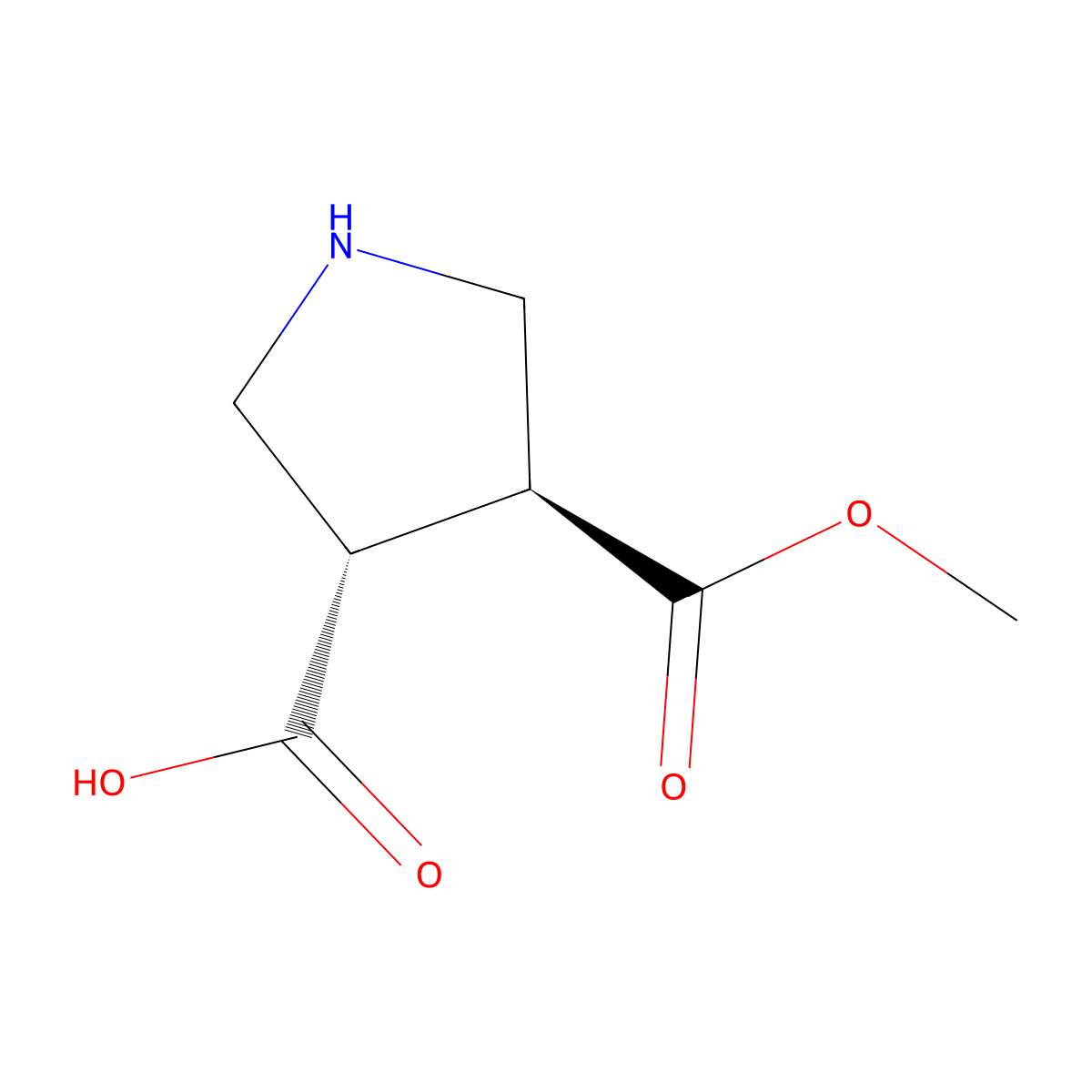 rac-(3R,4R)-4-(methoxycarbonyl)pyrrolidine-3-carboxylic acid molecular structure, CAS 111138-63-7
